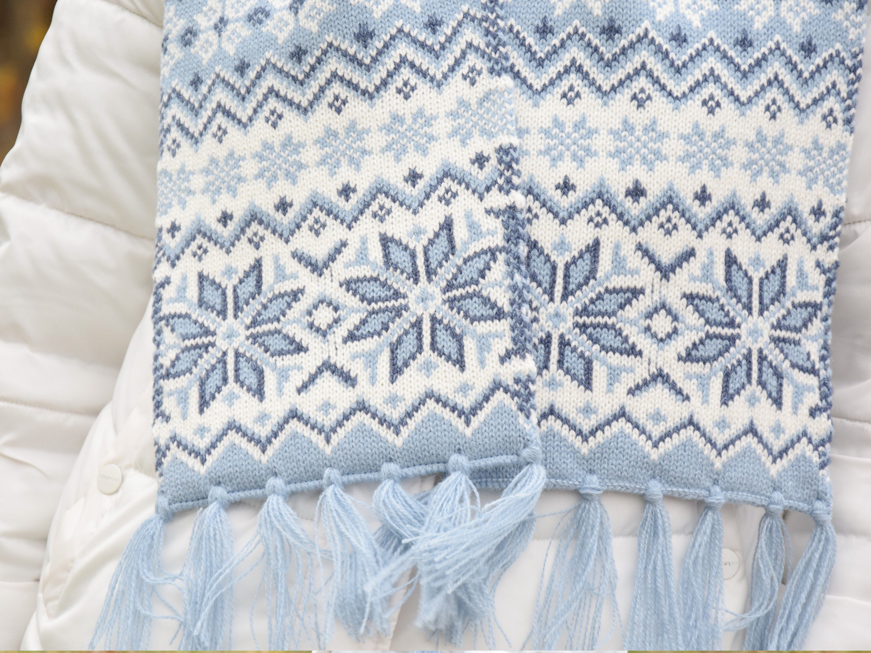 Blue Winter Scarf With Beautiful Selbu Stars Scandinavian Nordic ...