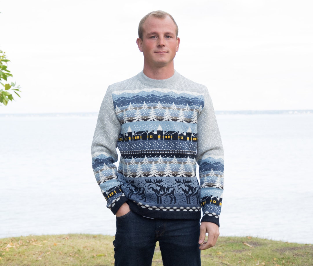 Woolen Winter Fair Isle Cardigan Scandinavian Woolen Jumper for Men