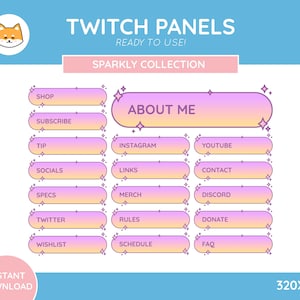 Twitch Panel Pack Sparkly Collection Oranje Roze - Cute / Gradient / Pastel / Sparkle