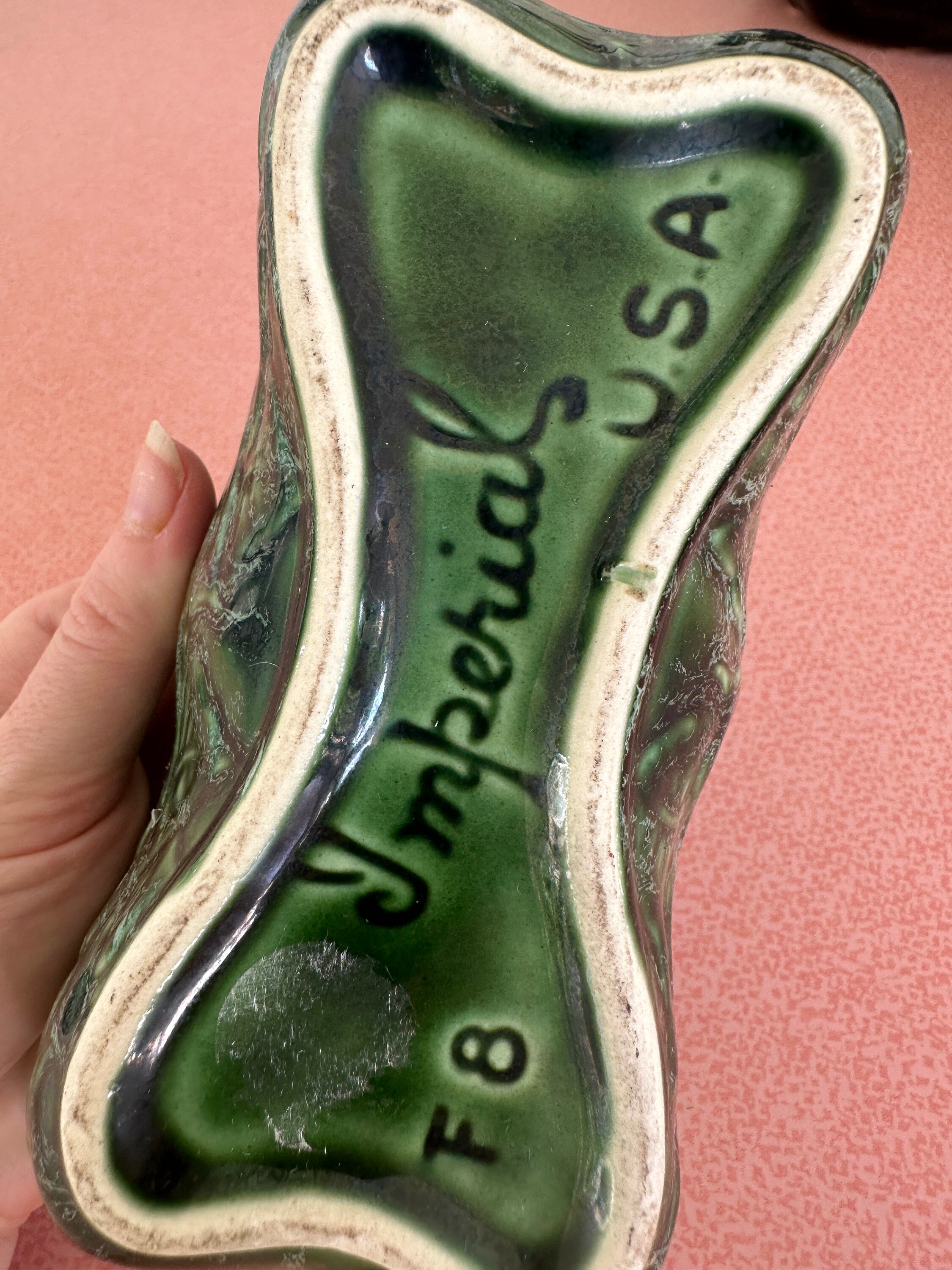 Imperial Planter 1960s Made in USA, Green Shallow Planter for