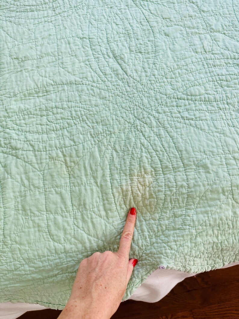 Vintage Purple Green Double Wedding Ring Quilt Twin Size Etsy