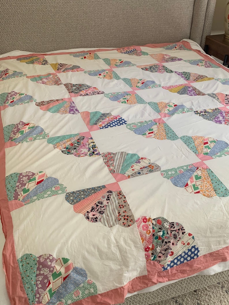 Fan Quilt Pattern Feedsack Quilt Top Etsy