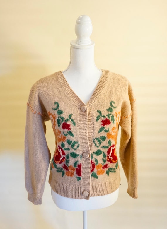 Thomas Basics Vintage Floral Wool Sweater, Dark P… - image 1