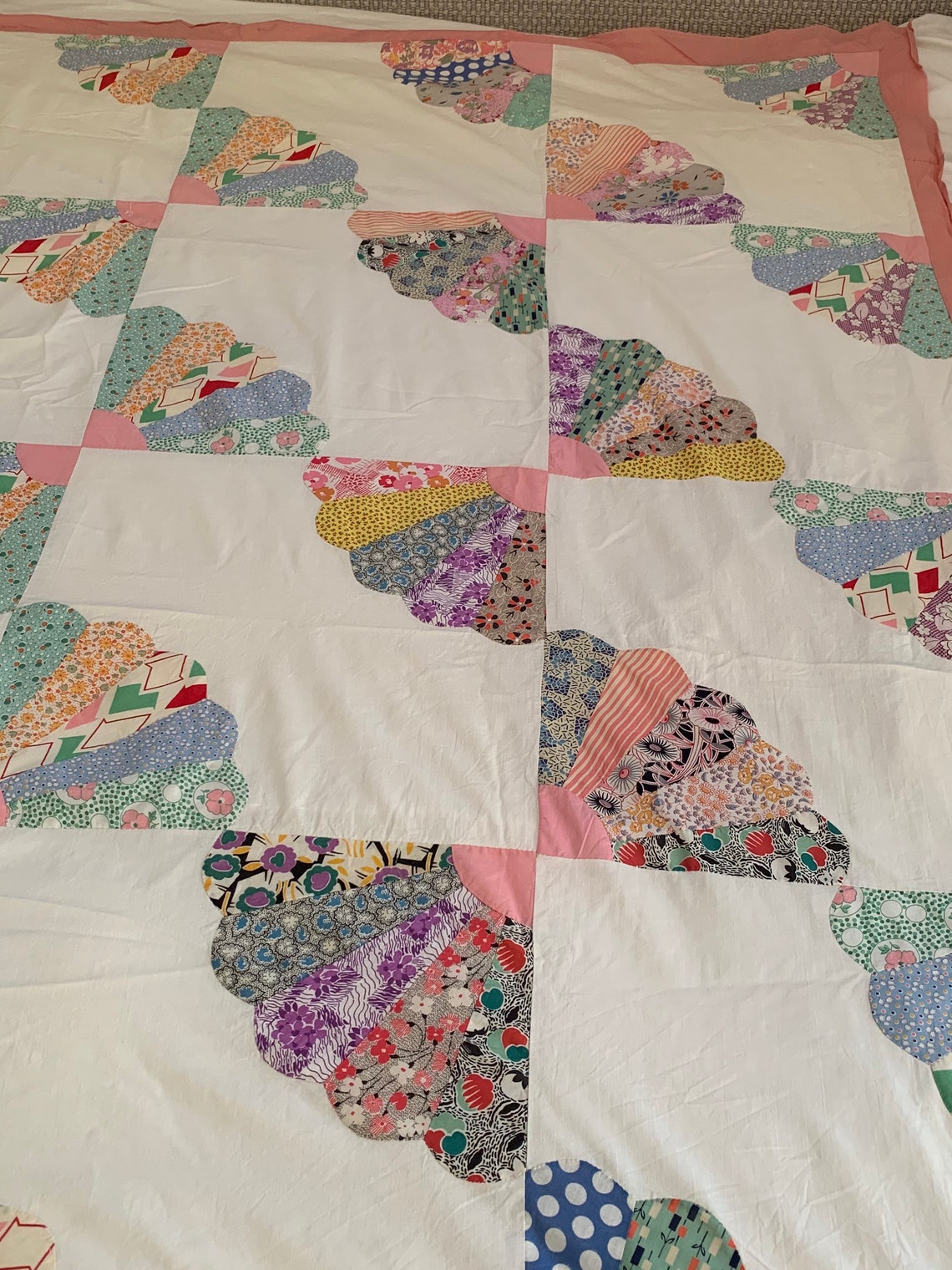 Fan Quilt Pattern Feedsack Quilt Top Etsy