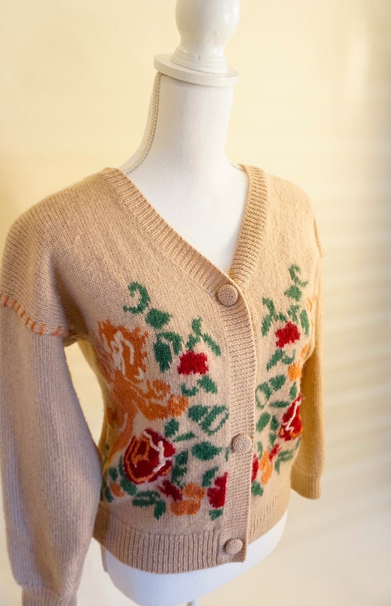 Thomas Basics Vintage Floral Wool Sweater, Dark P… - image 2