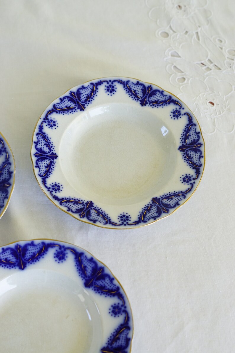 Swedish Flow Blue Deepdish Dinner Plates Set of 9 Etsy