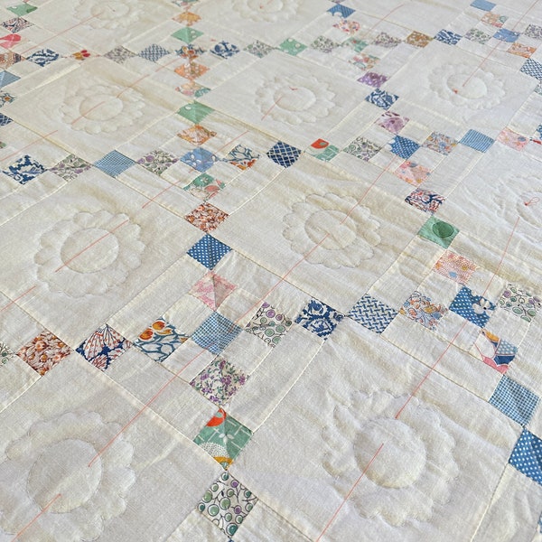 Blocs De Quilting Anciens X25 FeedSack 9x9" Cousus Main - Patchwork - Occasion