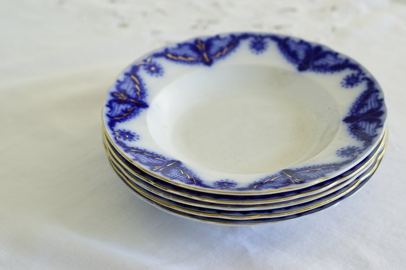 Swedish Flow Blue Deepdish Dinner Plates Set of 9 Etsy