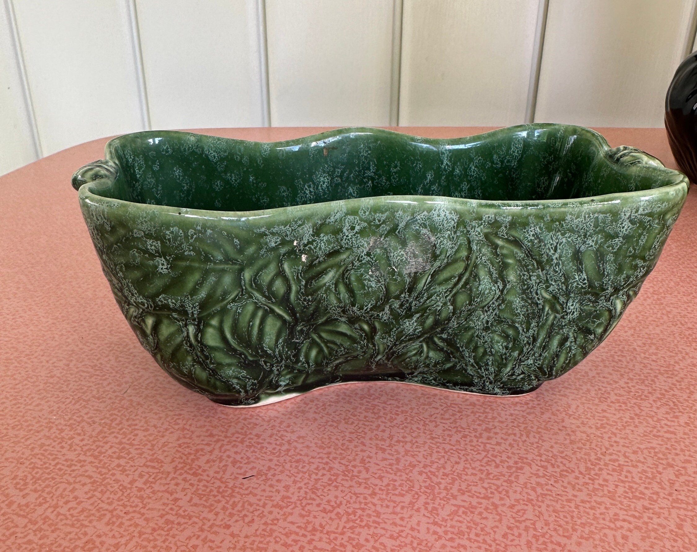 Imperial Planter 1960s Made in USA, Green Shallow Planter for