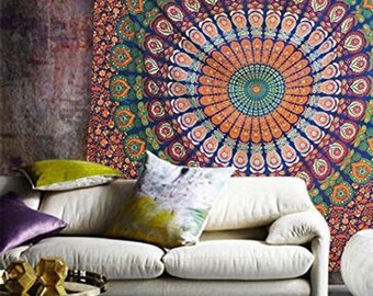 Stone Eagle Tapestry Wall Hanging Mandala Bedspread Indian Home Decor 