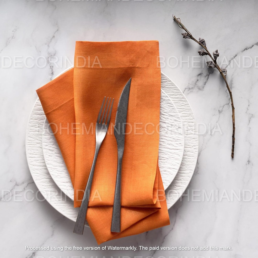 Linen Napkins for Parties/ Pumpkin Linen Napkins Dinner/ Wedding