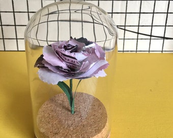 Paper Carnation in bell jar