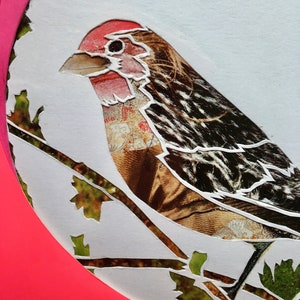 Paper cut bird with neon card and collage image 3