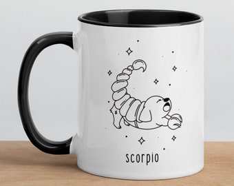 Scorpio Puppy 11 oz Ceramic Coffee Tea Mug | Scorpio Zodiac Star Sign | October November Birthday | Scorpio Birthday Gift | Scorpio Gift