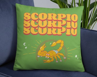 Scorpio Scorpion 18 x 18 in. Pillow (Insert Included) | Zodiac Star Sign Astrology Throw Pillow | Scorpio Birthday Gift | Scorpio Gift