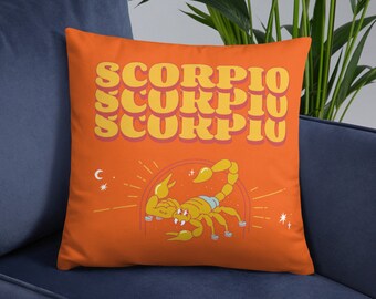 Scorpio Scorpion 18 x 18 in. Pillow (Insert Included) | Zodiac Star Sign Astrology Throw Pillow | Scorpio Birthday Gift | Scorpio Gift