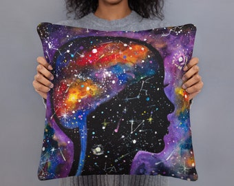 Celestial Imaginings | Galaxy Constellation Art Print 18 x 18 in. Pillow (Insert Included)