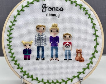 Custom Cross Stitch Family Portrait