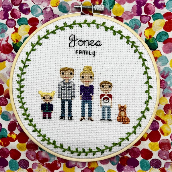 Cross Stitch Family Portrait Etsy