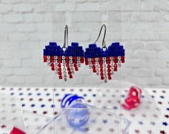 American Flag Heart Earrings: Patriotic 4th of July Jewelry