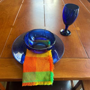 Vintage plaid napkins. 70S Orange, Green, and Yellow. No Stains