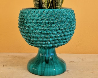 Demi Pigna H.35 L.35 cm Céramique sicilienne Caltagirone Artisan fait entièrement à la main, porte-vase, caspò, vase, pomme de pin, centre de table