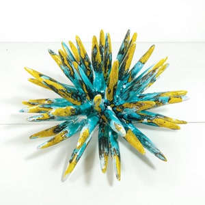 Sea urchin 21 cm of Sicilian handcrafted ceramic, sea urchin spines, ring holder, table decoration, home design, sea urchin