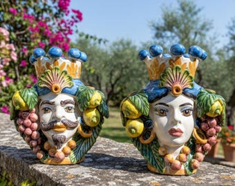 カルタジローネ陶器花瓶、約25 x 18 cm、多色装飾、多彩色 MD1 - Etsy 日本