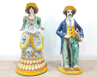 Bougeoir en céramique sicilienne Caltagirone, Candelabro, Bougeoir, Bougeoir, Lumiera, lampe à huile en céramique