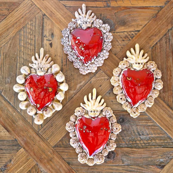 ceramic heart, sacred heart, heart of god, ancient heart, Sicilian ceramic heart, handcrafted heart, wall heart