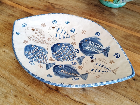 handcrafted ceramic centerpiece plate, Caltagirone ceramic, unique piece, table decoration, home decor, plate, tray, bowl.