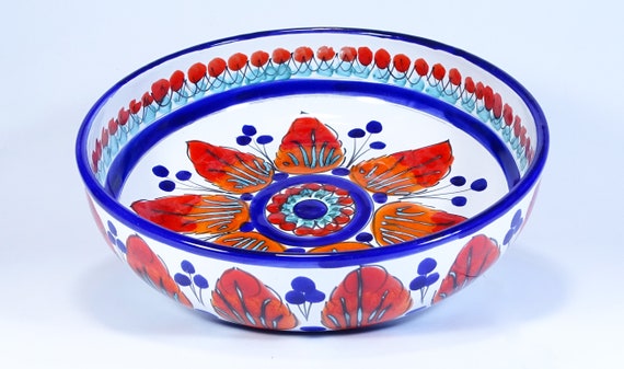 Bowl 26 cm, centerpiece, bowls, trays, appetizers, salad bowl, tureen, pasta, bowl, handmade Sicilian ceramic