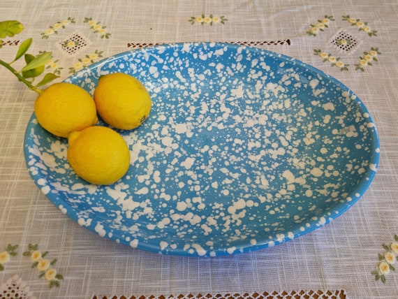 Oval plate 40 cm, centrepiece, bowls, tray, appetizer, salad bowl, tureen, pasta, course, handcrafted Sicilian ceramic