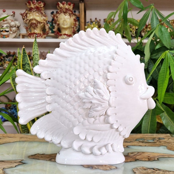 ceramic fish, Sicilian ceramic, unique piece, craftsmanship, Caltagirone, handmade, home decoration, bright colours, design, fish