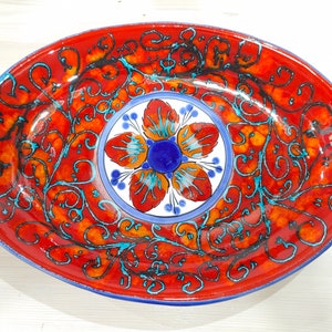 Oval plate 40 cm, centerpiece, bowls, tray, appetizer, salad bowl, soup bowl, pasta, serving, Sicilian ceramics