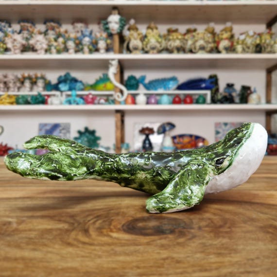 ceramic whale, blue whale, unique piece, Sicilian craftsmanship, handmade, home decoration, artisanal whale
