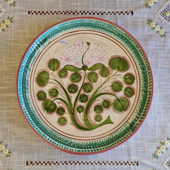 44 cm plate in Sicilian Aeolian ceramic, wall plate, flat plate, typical Sicilian plate, flat plate, serving plate