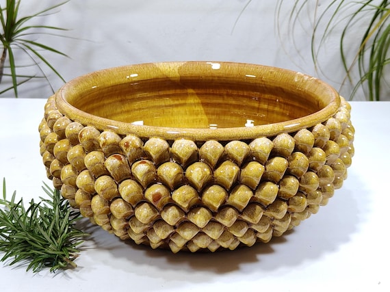 Centerpiece 35 cm bowl Half Pine Cone Sicilian Ceramic Caltagirone cm Artisan made entirely by hand