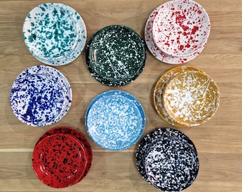 24-piece Sicilian Aeolian ceramic dinner set in eight different colors, handmade, for the table, colored, hand-painted