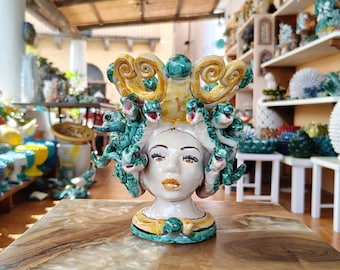 Head of Medusa The Gorgon, vases, Sicilian ceramics, Medusa head, original Sicilian heads