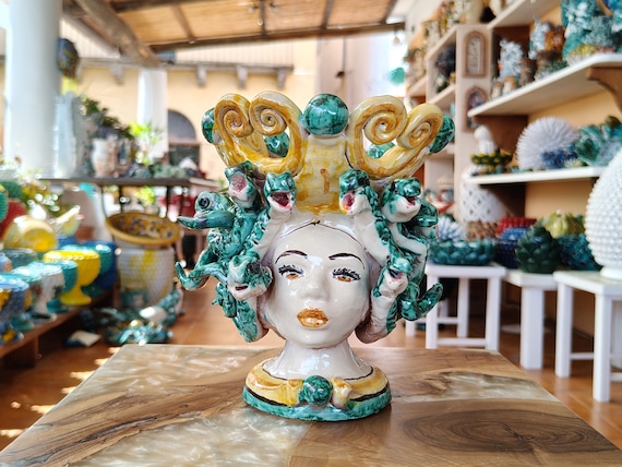 Head of Medusa The Gorgon, vases, Sicilian ceramics, Medusa head, original Sicilian heads