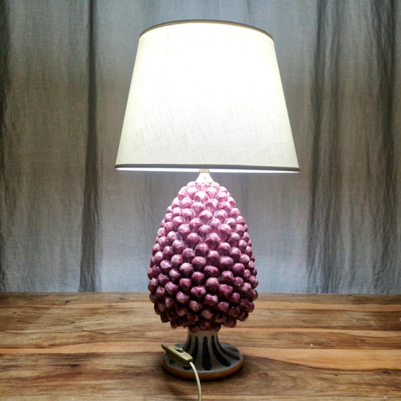 large pine cone lamps, living room light, home decor, handmade, unique piece, Caltagirone ceramic, Sicilian artisan ceramic