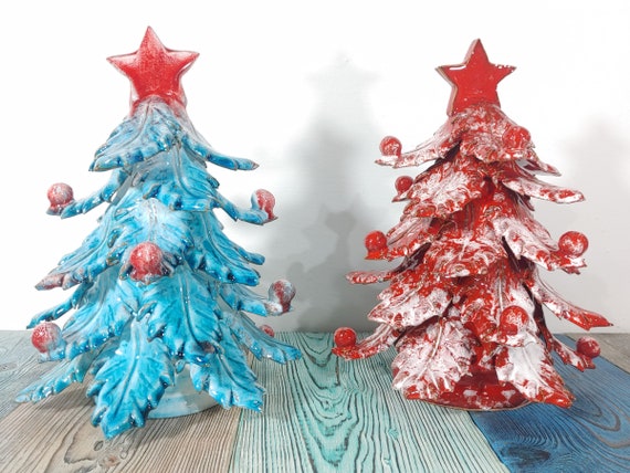 handmade Sicilian ceramic Christmas trees, ceramic, handmade, unique piece, handmade, design, home furnishings, made in sicily
