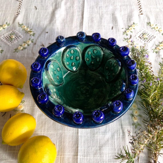 Centerpiece 22 cm prickly pear bowl Sicilian Ceramic Caltagirone cm Artisan made entirely by hand