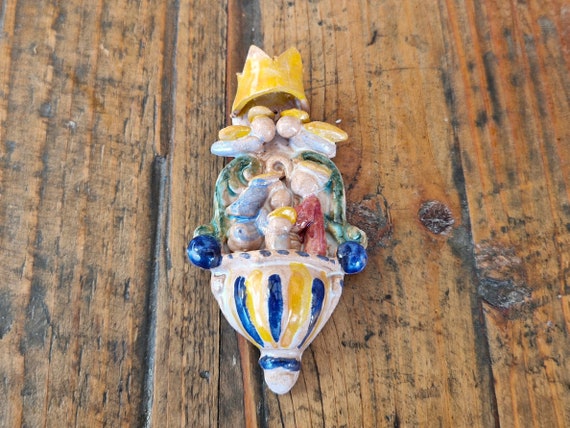 mini stoup 9 cm Sicilian Artisan Ceramics Caltagirone