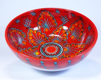 Bowl 25 cm, centerpiece, bowls, trays, appetizers, salad bowl, soup bowl, pasta, bowl, handmade Sicilian ceramics