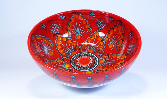 Bowl 25 cm, centerpiece, bowls, trays, appetizers, salad bowl, soup bowl, pasta, bowl, handmade Sicilian ceramics