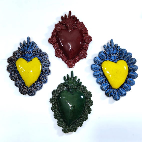 ceramic heart, sacred heart, heart of God, ancient heart, Sicilian ceramic heart, handcrafted heart, wall heart