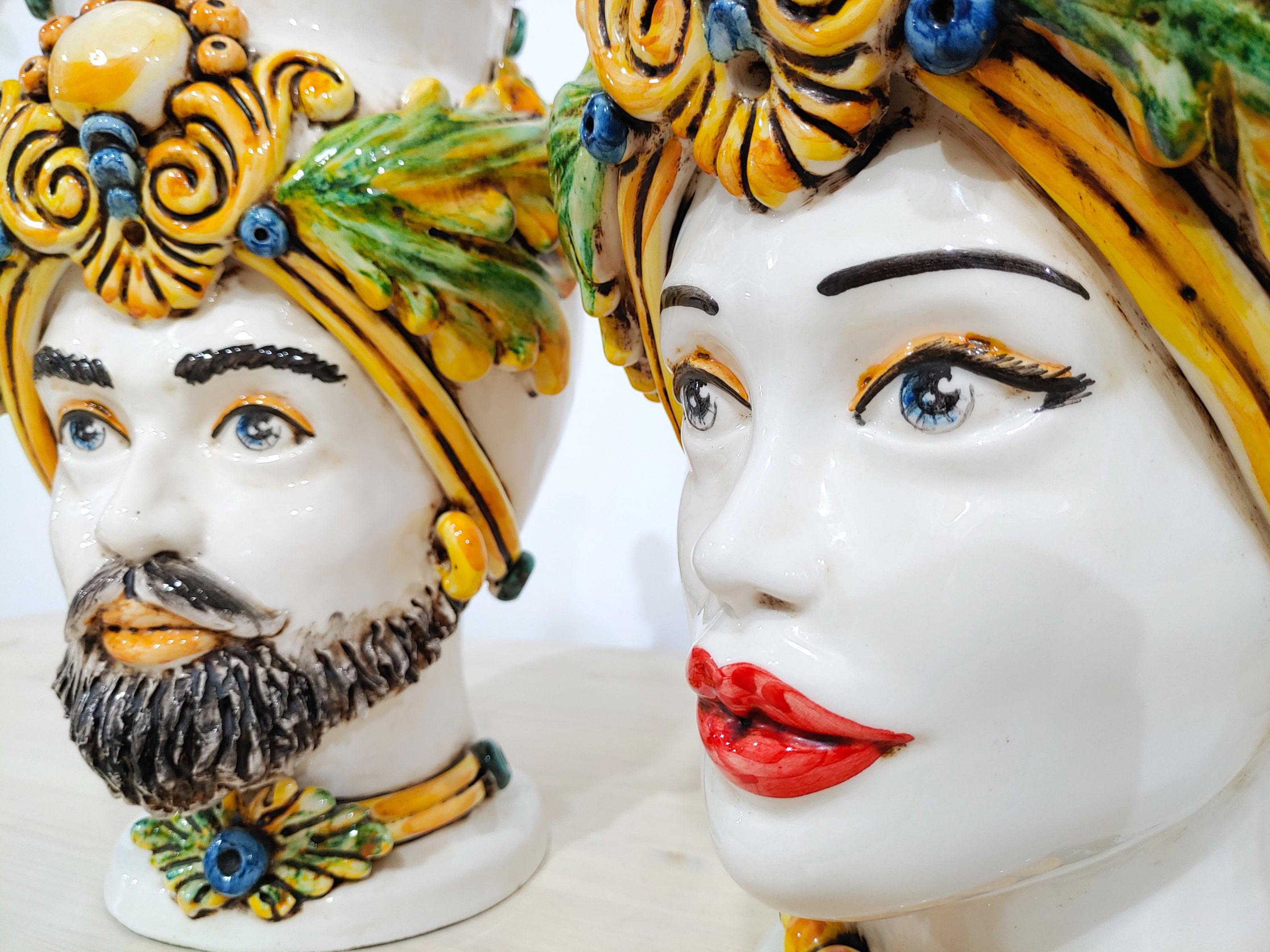 handcrafted Sicilian Moorish heads, vases, Caltagirone ceramics, Design