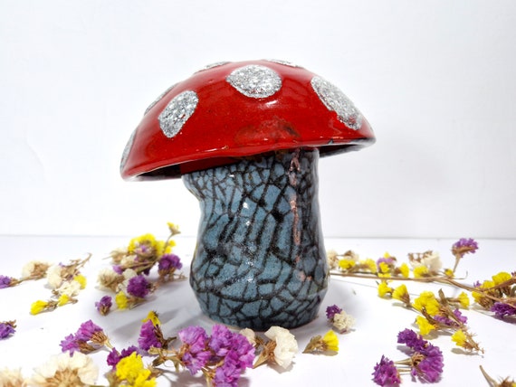 Sicilian handmade ceramic mushroom, home decoration, design, home design, home décor